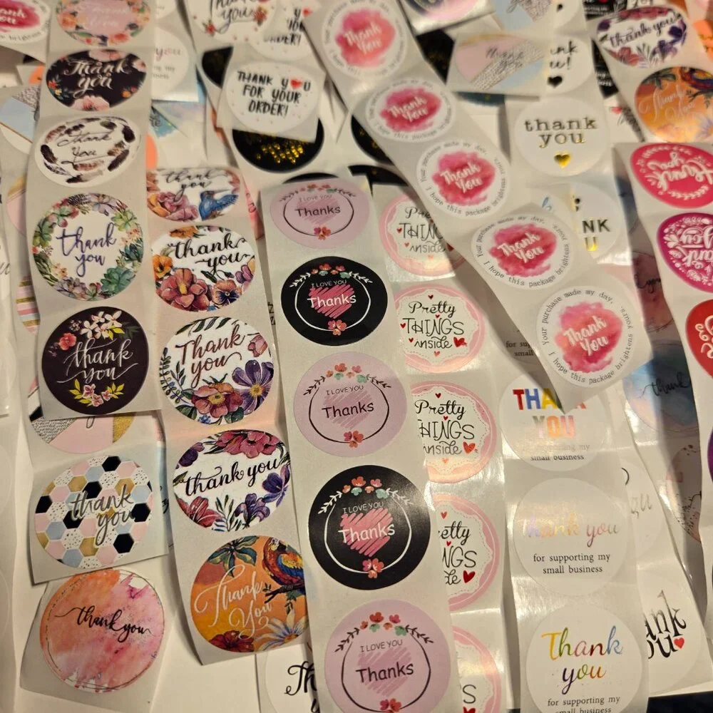200 mixed thank you stickers size 1”